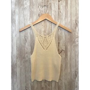 Beige White Knit Boho Tank Top Size S LA Hearts